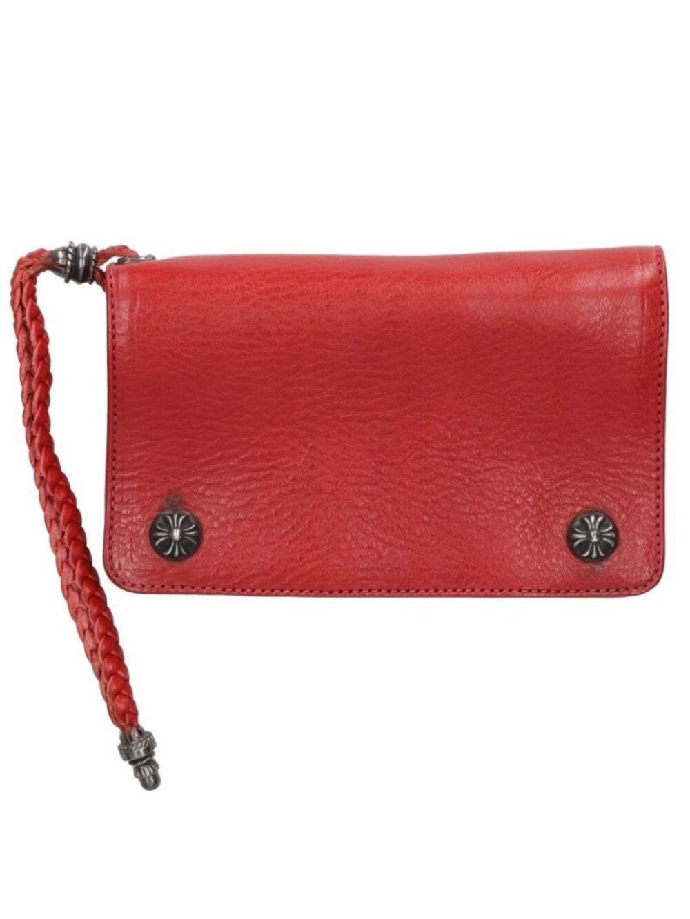 Chrome Hearts Strap Cross Ball Button Leather Walletwallet Wallet